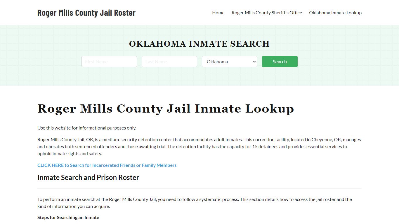 Roger Mills County Jail Roster Lookup, OK, Inmate Search