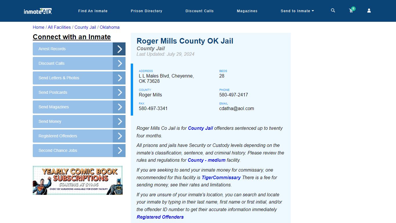 Roger Mills County OK Jail - Inmate Locator